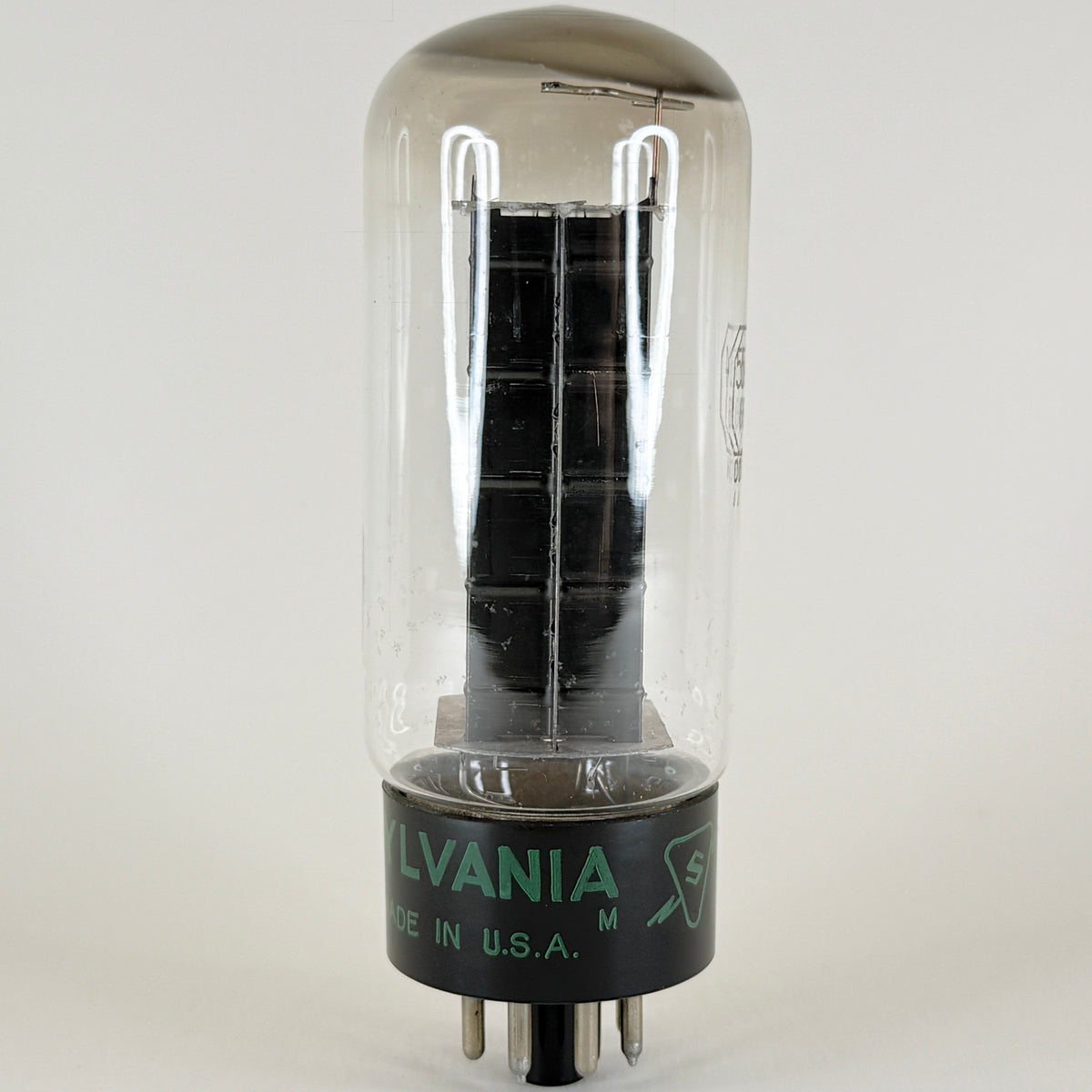 (1) Tested Strong Sylvania 5U4GB Tube Black Plates Square Halo Getter Code 739