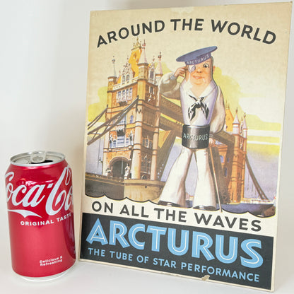Authentic 1920s 1930s Arcturus Radio Tubes Cardboard Standup Advertising Display