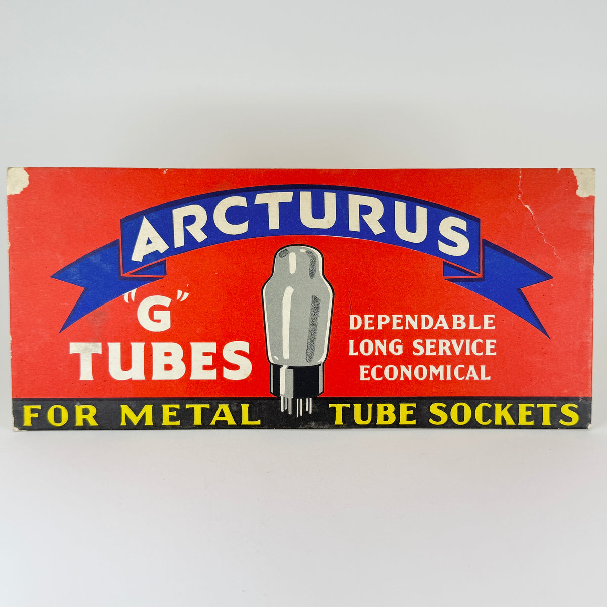 Authentic 1920s 1930s Arcturus Radio Tubes Narrow Standup Advertising Display