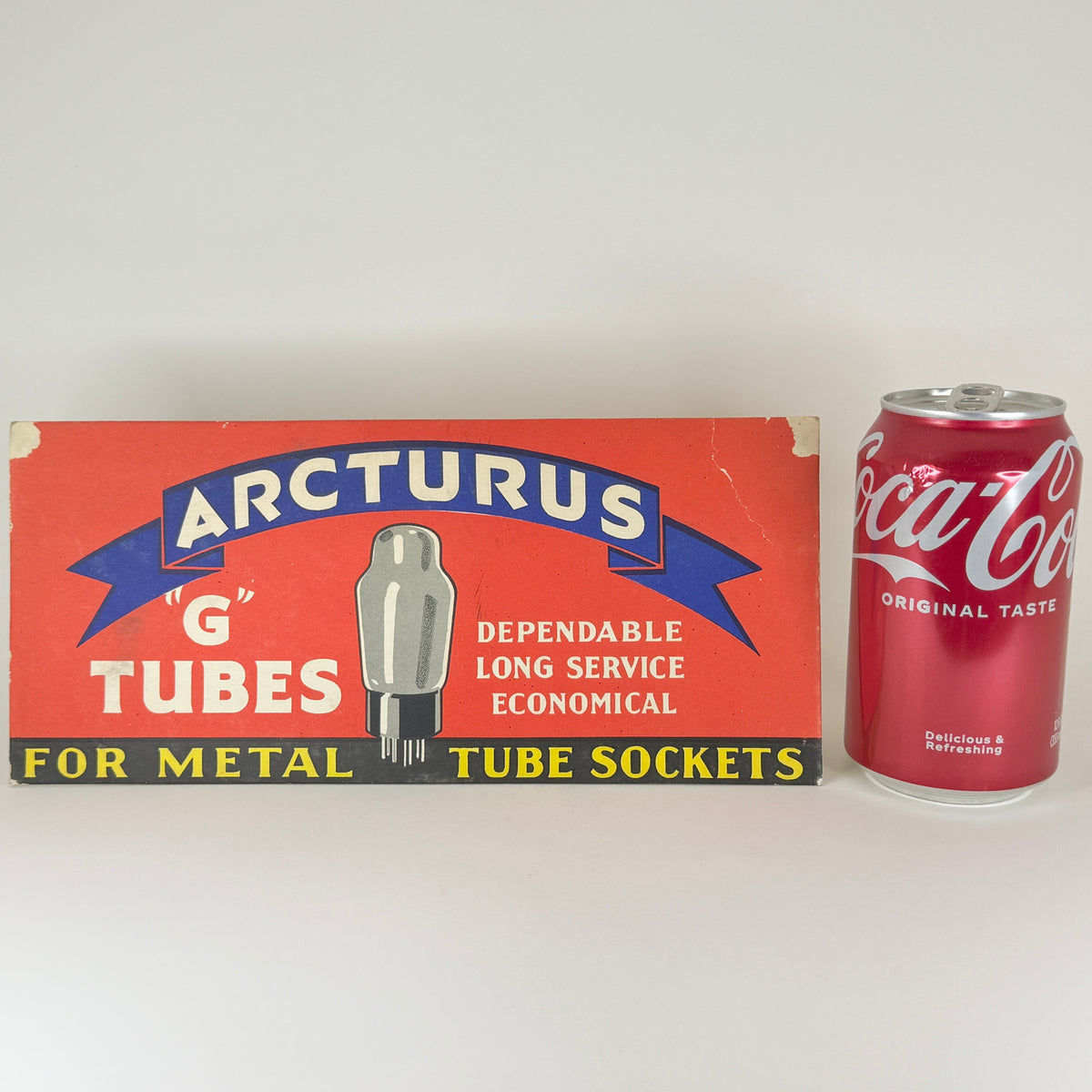 Authentic 1920s 1930s Arcturus Radio Tubes Narrow Standup Advertising Display