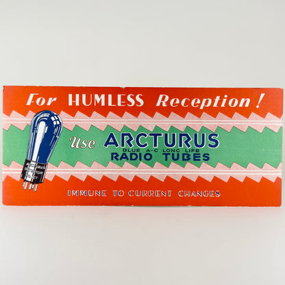Original 1920s 1930s Arcturus Tubes Small Banner Display Sign Radio Vacuum Tubes