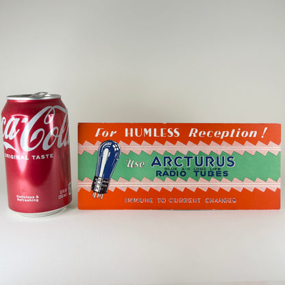 Original 1920s 1930s Arcturus Tubes Small Banner Display Sign Radio Vacuum Tubes