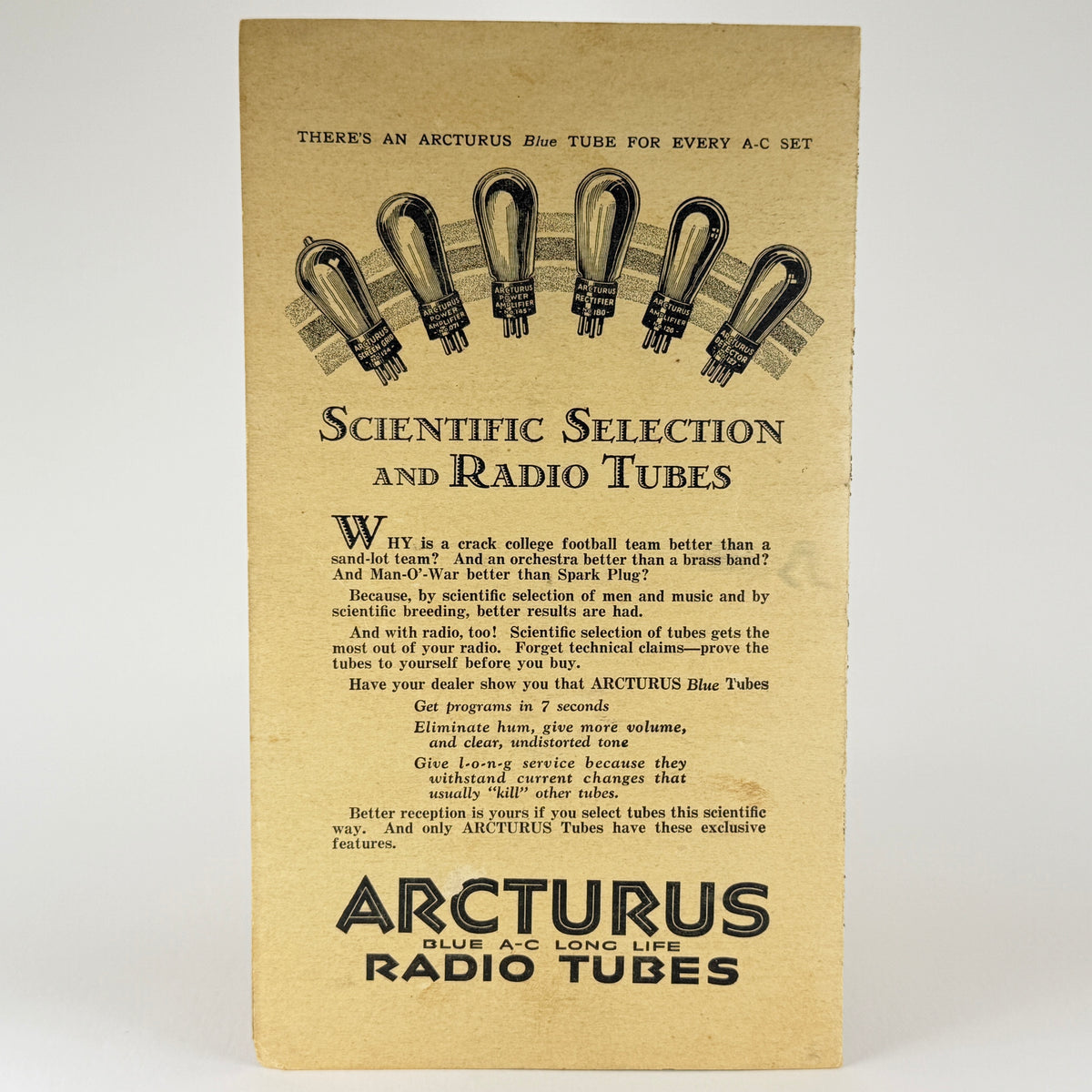 Original 1930 Arcturus Radio Tubes Radio Air Log Cardboard Pamphlet AM Stations