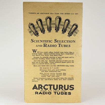 Original 1930 Arcturus Radio Tubes Radio Air Log Cardboard Pamphlet AM Stations