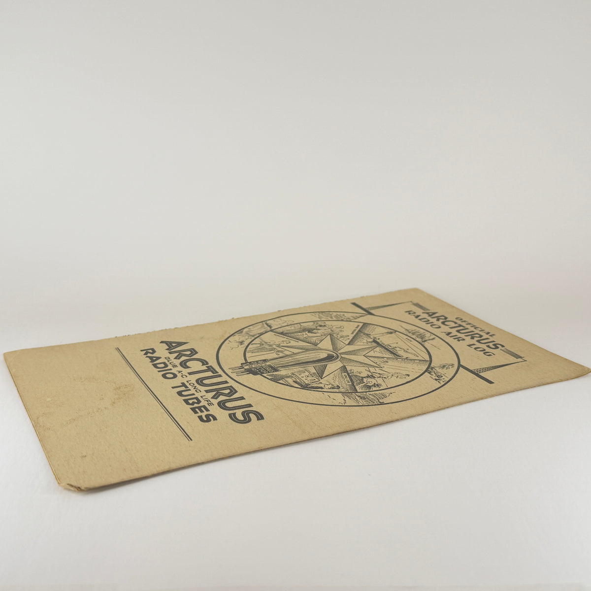 Original 1930 Arcturus Radio Tubes Radio Air Log Cardboard Pamphlet AM Stations