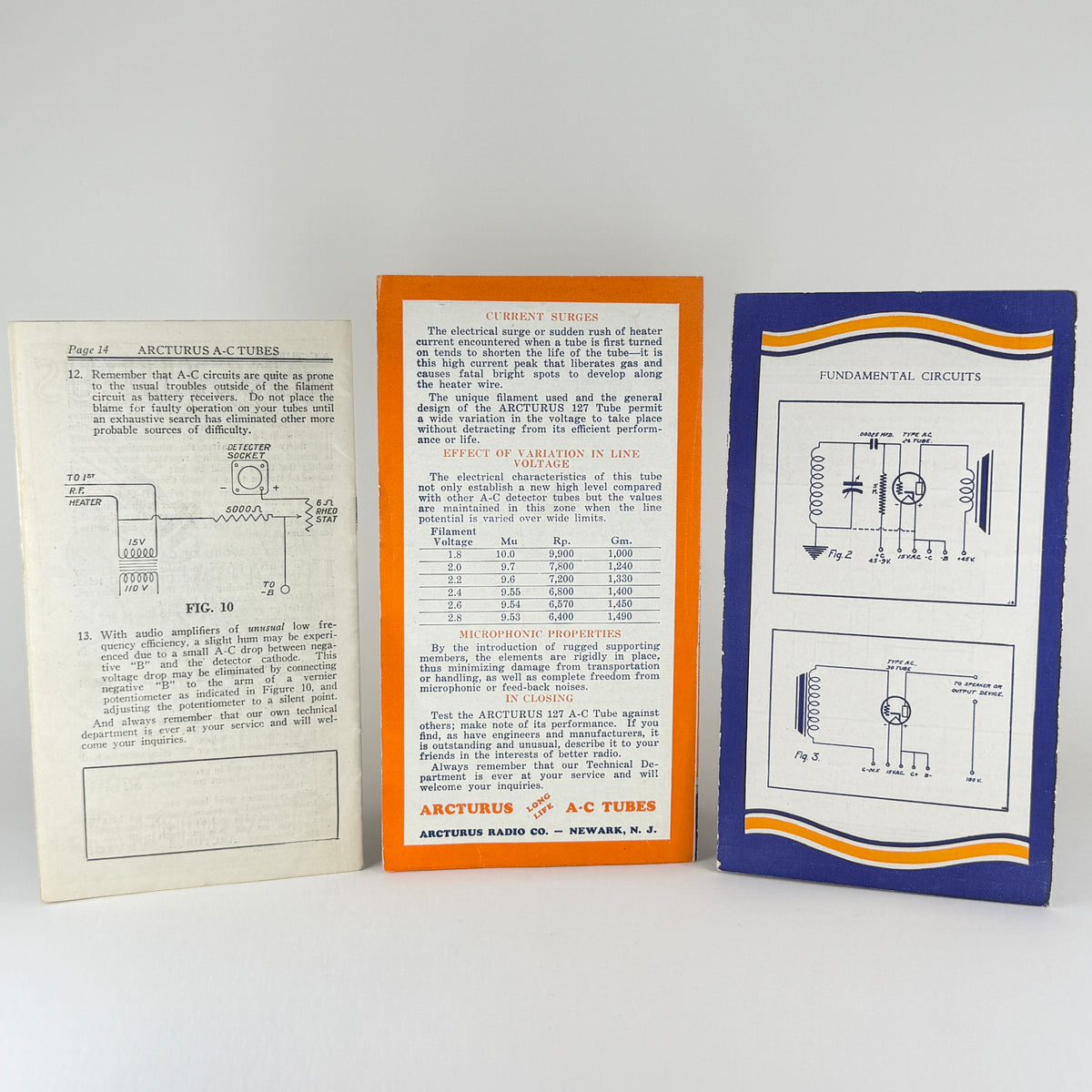 Lot of (3) Original Arcturus Tubes Advertising Pamphlets Arcturus Vacuum Tubes