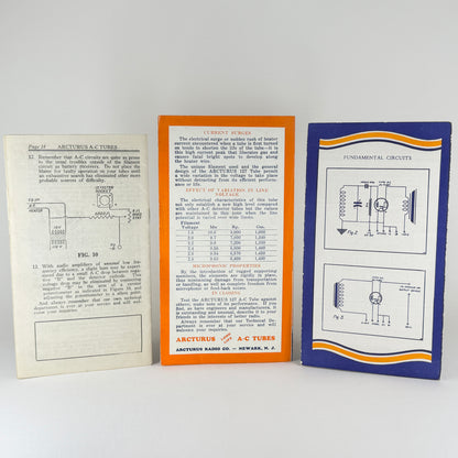 Lot of (3) Original Arcturus Tubes Advertising Pamphlets Arcturus Vacuum Tubes