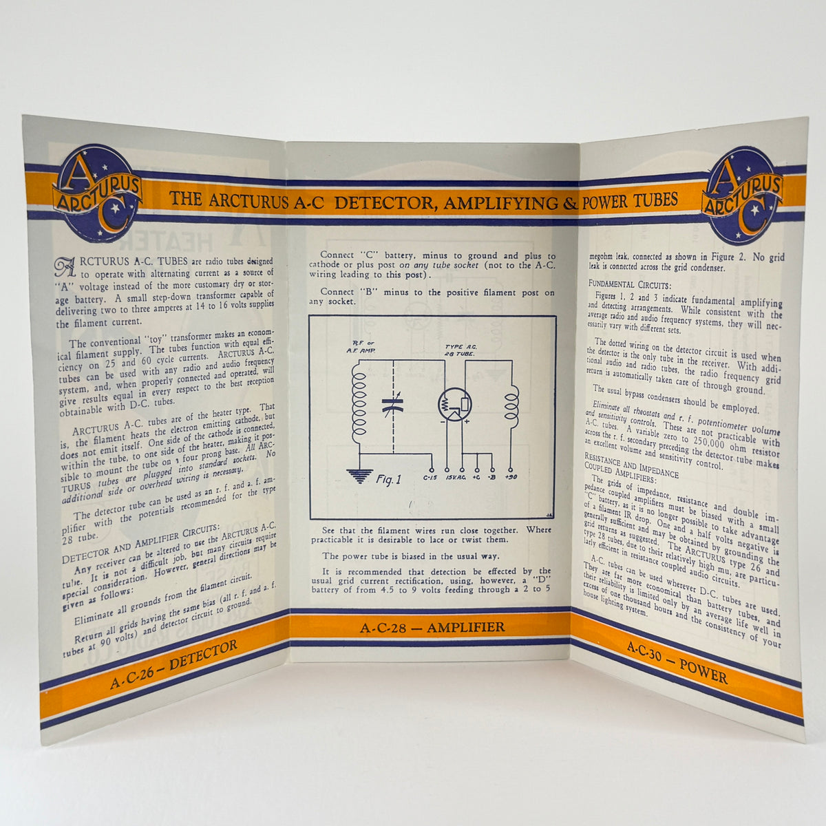Lot of (3) Original Arcturus Tubes Advertising Pamphlets Arcturus Vacuum Tubes