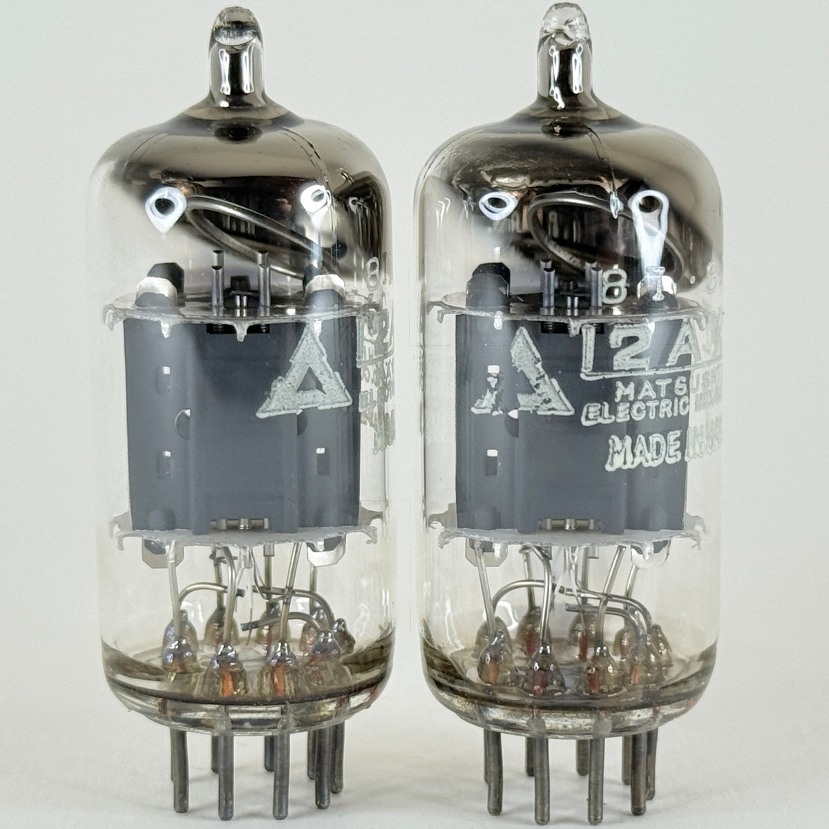 Tested Matched Pair Matsushita 12AX7 Tubes Japan Codes 8I Gray Plates Round Gets