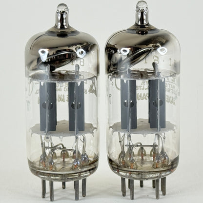 Tested Matched Pair Matsushita 12AX7 Tubes Japan Codes 8I Gray Plates Round Gets