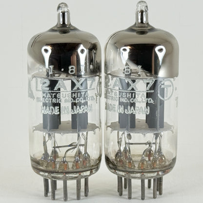 Tested Matched Pair Matsushita 12AX7 Tubes Japan Codes 8I Gray Plates Round Gets