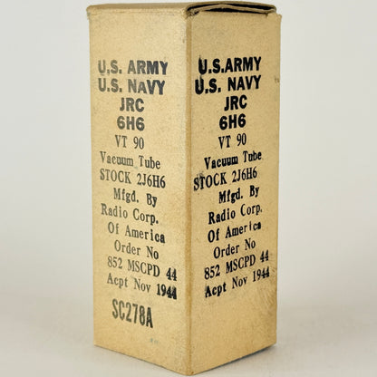 (1) Tested 1944 RCA JRC 6H6 Tube with Box Code H6E Mil Spec Twin Diode Tube