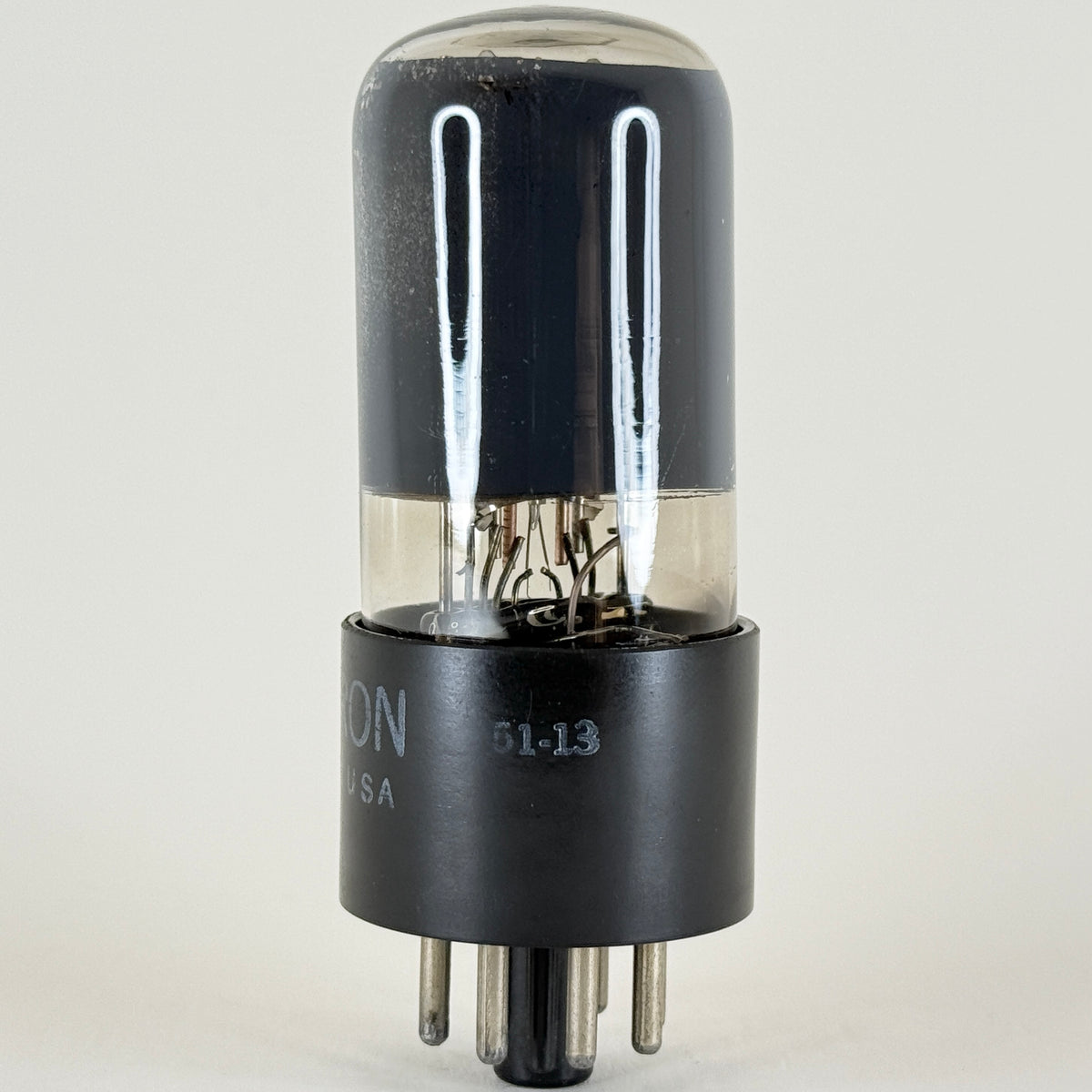(1) Tested Strong Hytron 6V6GT Tube Code 51-13 Black Plate Gray Glass Square Get