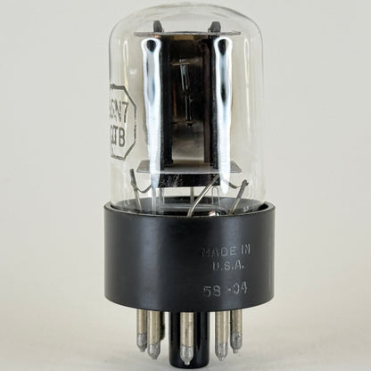 (1) Tested RCA 6SN7GTB Tube Black Plates Side Square Getter Code 58-04 6SN7 GT