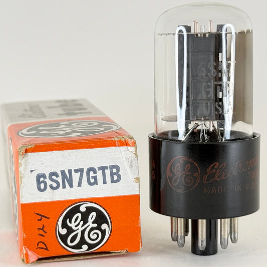 (1) Tested GE 6SN7GTB Tube Red Letters Gray Plates Copper Posts Box 63-04 6SN7GT