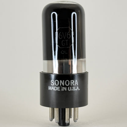 (1) Tested Sonora 6V6GT Tube Black Glass Black Plate Date Code 50-48 RCA EIA