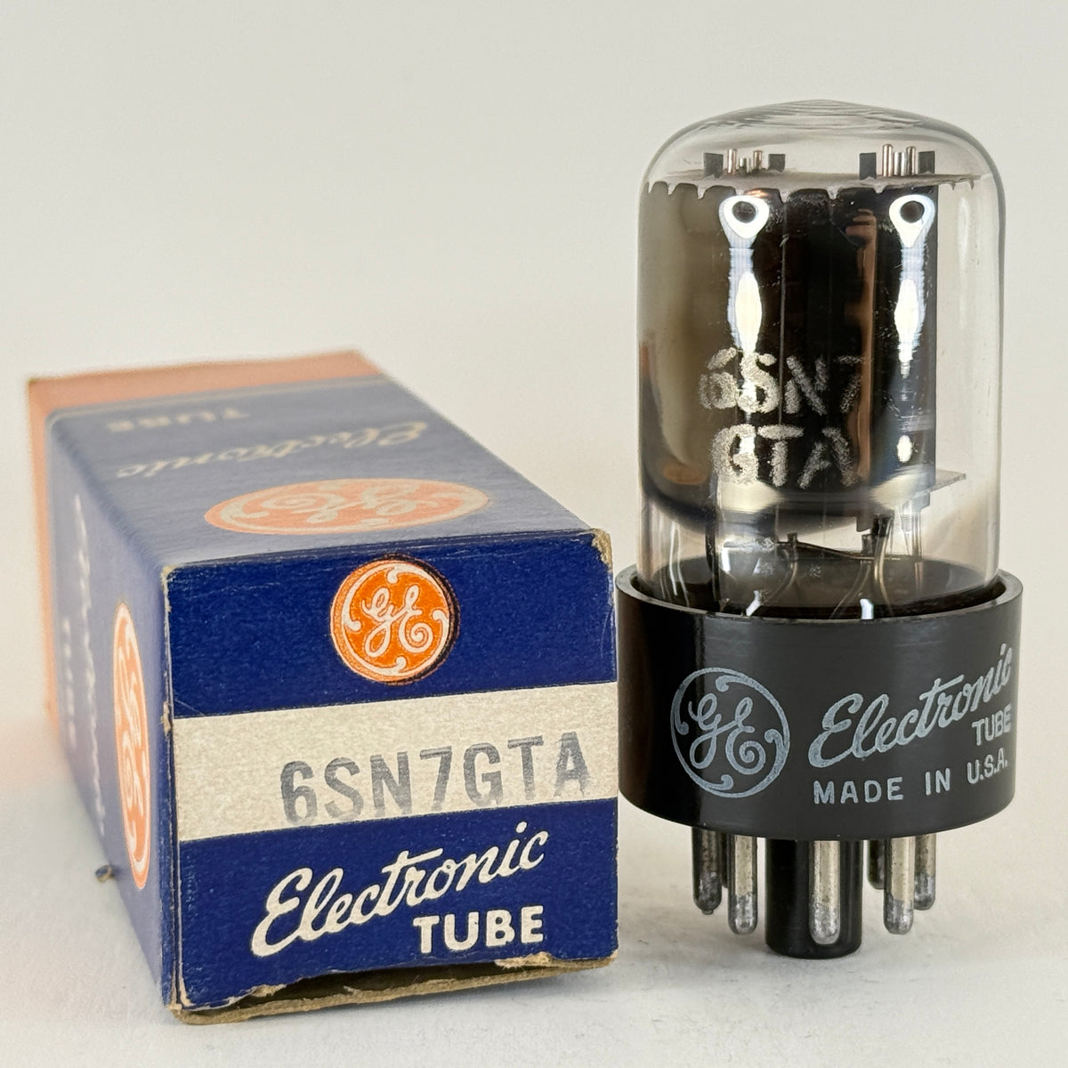 (1) Tested GE 6SN7GTA Tube with Box Copper Posts Horseshoe Getter 4-26 6SN7GT