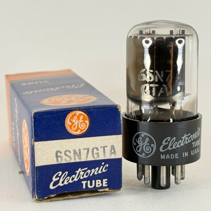 (1) Tested GE 6SN7GTA Tube with Box Copper Posts Horseshoe Getter 4-26 6SN7GT
