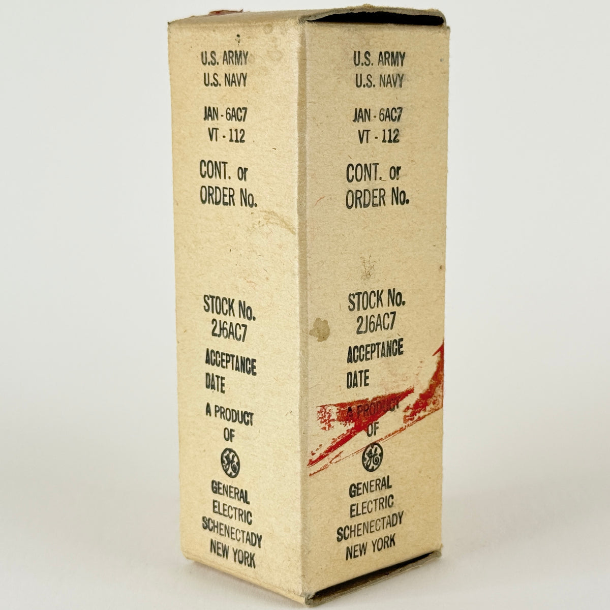 (1) Tested 1959 GE JAN 6AC7 Tube VT-112 with Box Code 73H5 Mil Spec Vacuum Tube