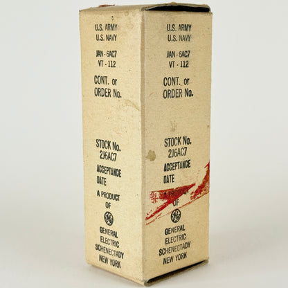 (1) Tested 1959 GE JAN 6AC7 Tube VT-112 with Box Code 73H5 Mil Spec Vacuum Tube