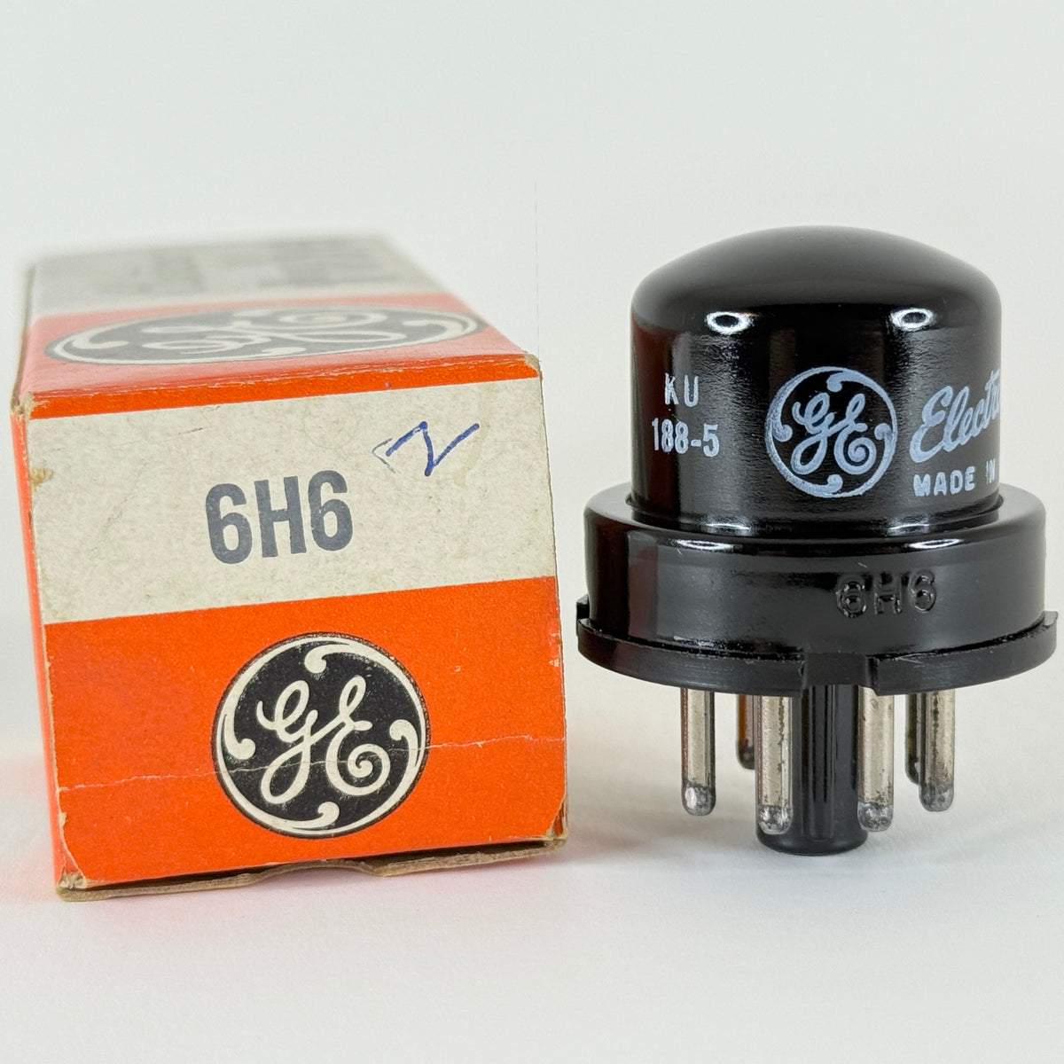 (1) Tested GE 6H6 Tube with Box Code KU General Electric Twin Diode Vacuum Tube