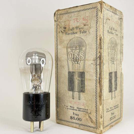 Rare 1920s QRS 85 Mills Rectifier Tube with Original Box Q.R.S. Redtop Tube