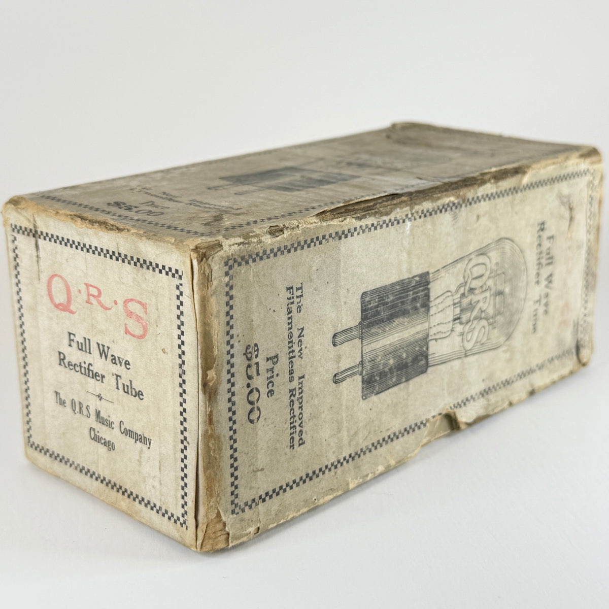 Rare 1920s QRS 85 Mills Rectifier Tube with Original Box Q.R.S. Redtop Tube