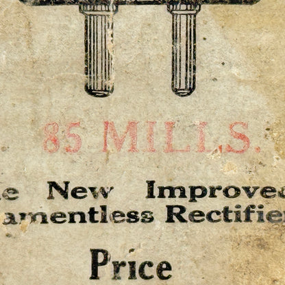 Rare 1920s QRS 85 Mills Rectifier Tube with Original Box Q.R.S. Redtop Tube