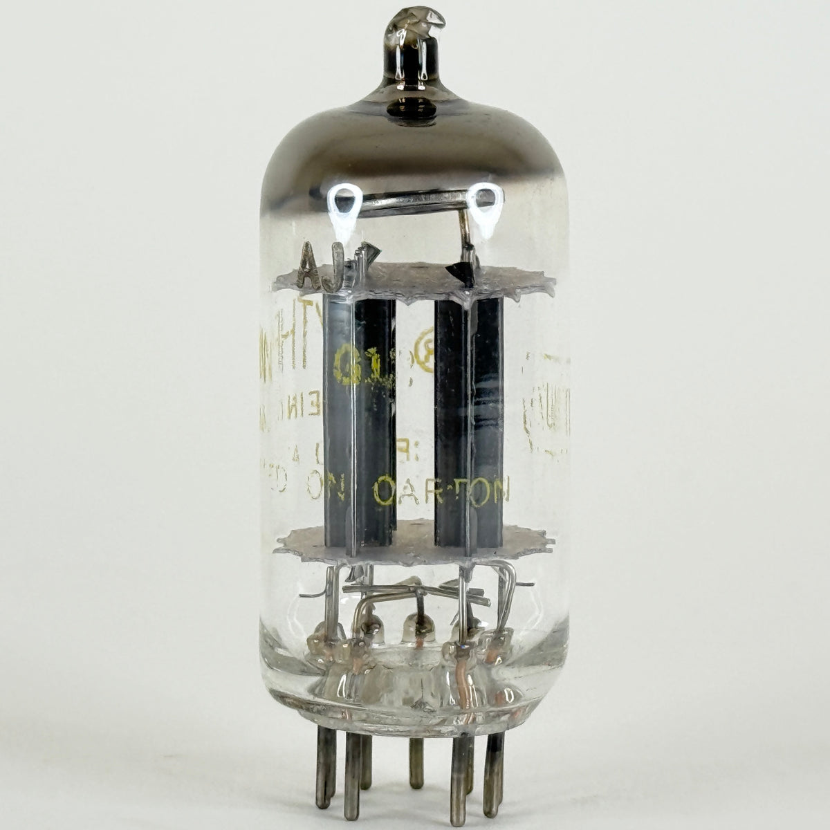 (1) Tested Balanced Raytheon 12AU7A Tube Black Plates O Halo Getter G12 12AU7