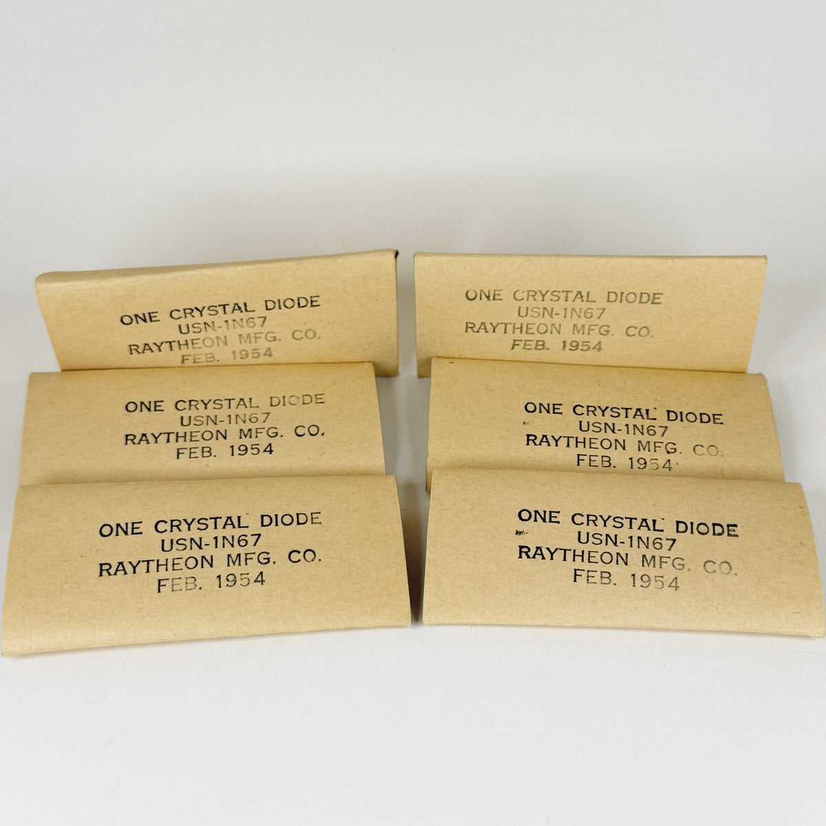 Lot of (6) Tested 1954 Raytheon USN 1N67 Crystal Diodes Military Spec U.S. Navy