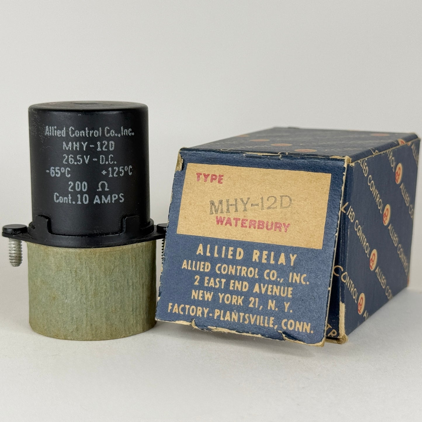 (1) NOS Allied Control Relay MHY-12D with Original Box 26.5 Volts 200 Ohms (b)