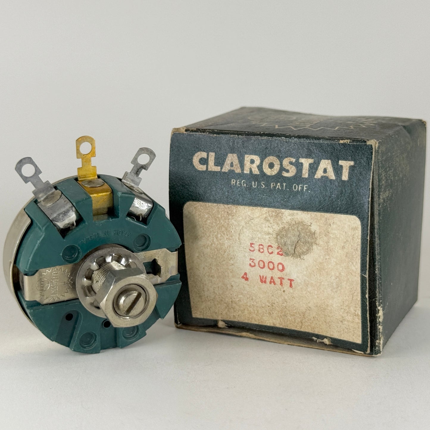 (1) NOS Clarostat 58C2 3K Ohm 4 Watt Wirewound Variable Linear Potentiometer (b)