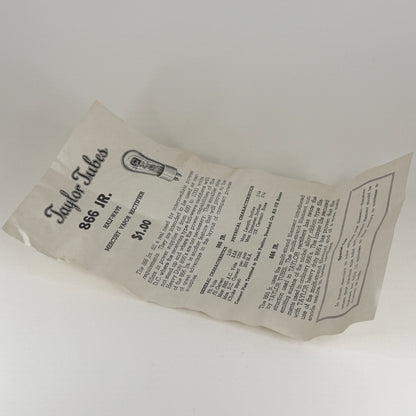 (1) Tested Taylor 866 JR Tube Half Wave Vapor Rectifier Tube with Original Box and Paperwork