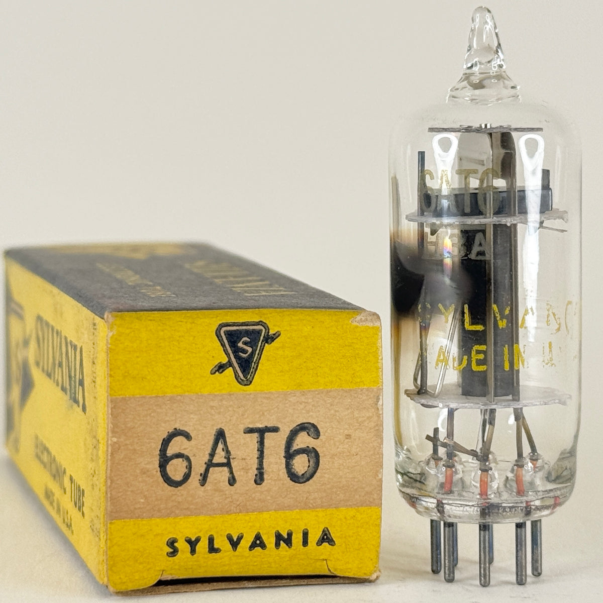 (1) Tested Sylvania 6AT6 Tube with Box Code DJ Dual Diode High Mu Triode Tube