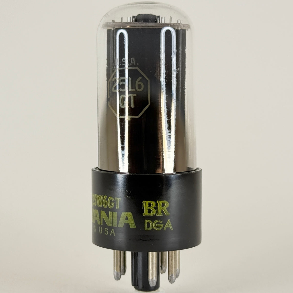 (1) Tested Sylvania 25L6GT 25W6GT Tube with Box Code BR DGA 25L6GT Power Tube