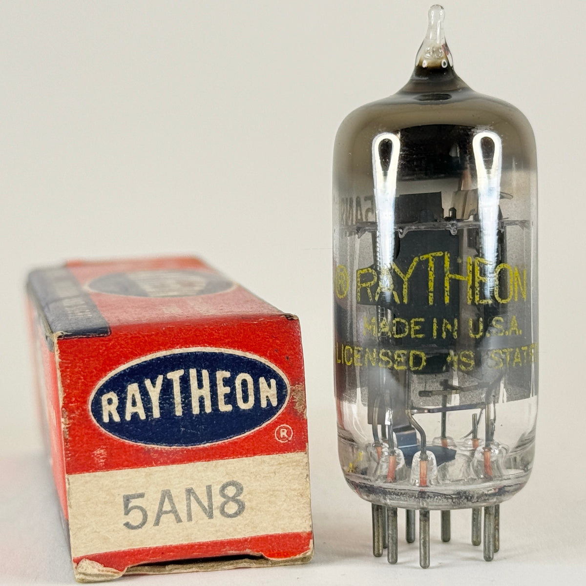 (1) Tested Raytheon 5AN8 Tube with Box Date Code E24 Triode Pentode Vacuum Tube