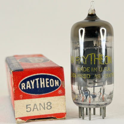 (1) Tested Raytheon 5AN8 Tube with Box Date Code E24 Triode Pentode Vacuum Tube