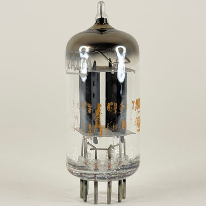 (1) Tested Balanced RCA 12AX7 Tube Gray Plates Tilted Square Getter Triode (b)