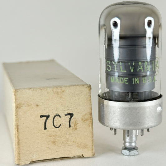 (1) Tested 1956 Strong Sylvania 7C7 Tube with Box Date Code 635 Pentode Tube (a)