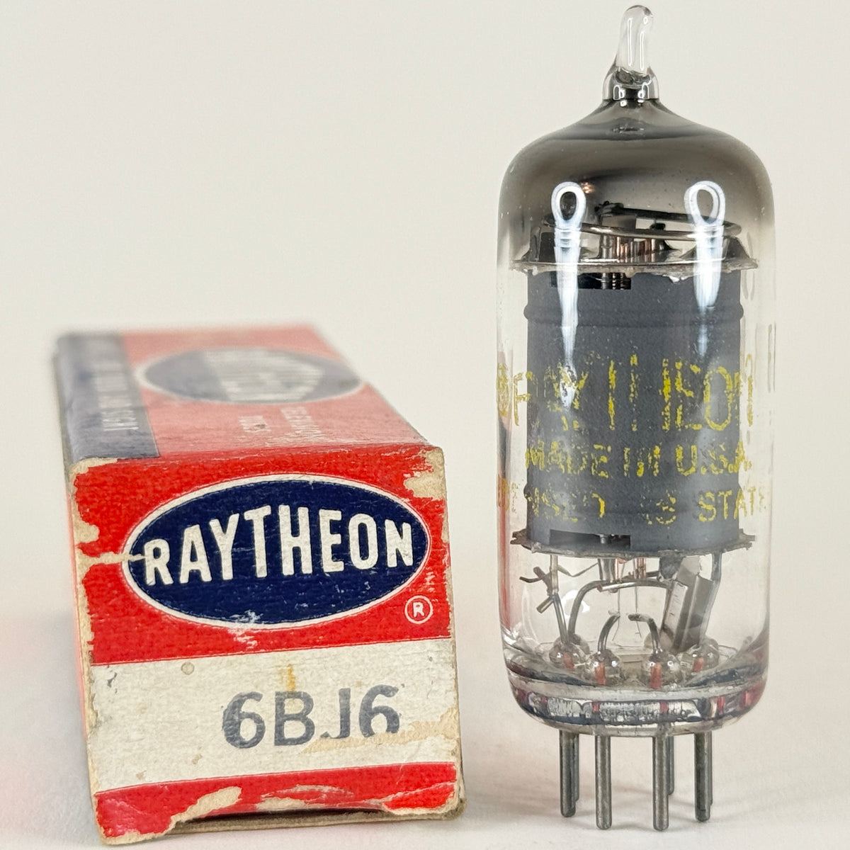(1) Tested Raytheon 6BJ6 Tube and Box Code C20 Remote Cutoff Pentode Vacuum Tube