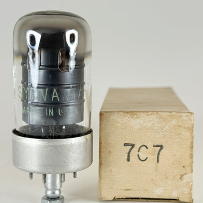 (1) Tested Strong 1956 Sylvania 7C7 Tube & Box Code 635 Loctal Pentode Tube (b)