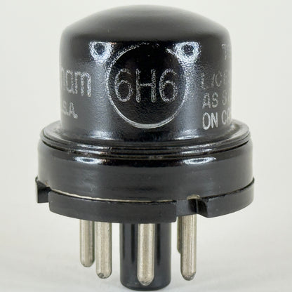 (1) Tested Cunningham 6H6 Tube Date Code TE4 Twin Diode Black Metal Vacuum Tube