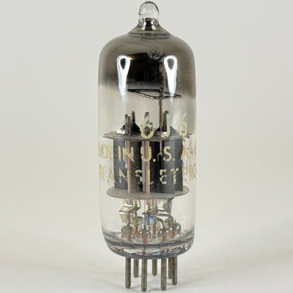 (1) Tested Transleteronic 6J6 Tube Code 60-25 Medium Mu Twin Triode 6J6 Tube
