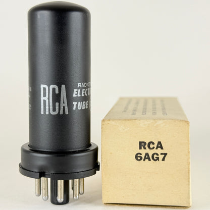 (1) Tested Strong RCA 6AG7 Tube with Box Date Code 57-22 Black Metal Tube (b)