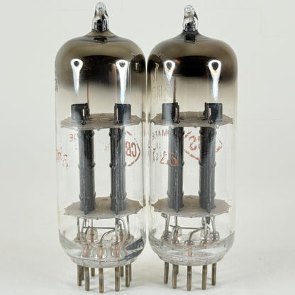 Tested Matched Pair CBS 12BH7A Tubes Codes 57-26 Black Plates Horseshoe Getters