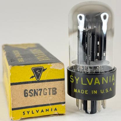(1) Tested Balanced Sylvania 6SN7GTB Tube Black Plates Chrome Dome Code EK BEW 6SN7GT