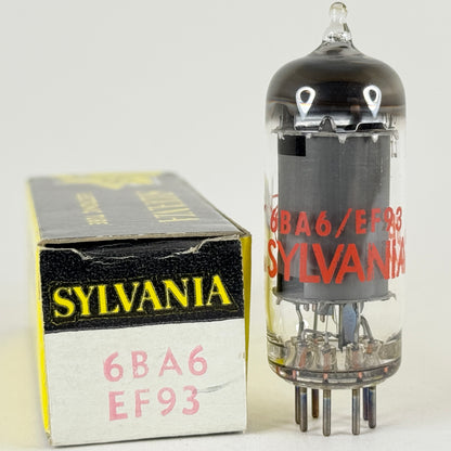 (1) Tested Sylvania 6BA6 EF93 Tube Red Letters with Box Code db AAA Pentode Tube