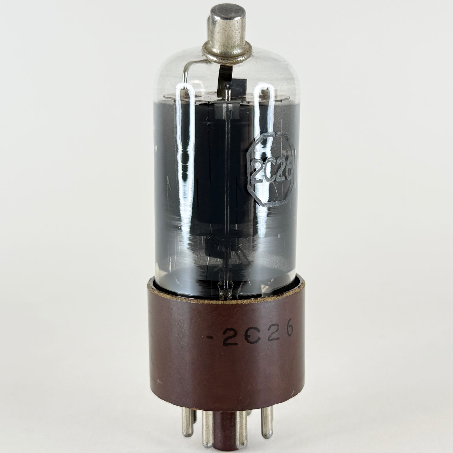 (1) Tested National Union 2C26 Tube Date Code HU Top Caps Brown Base Triode Tube