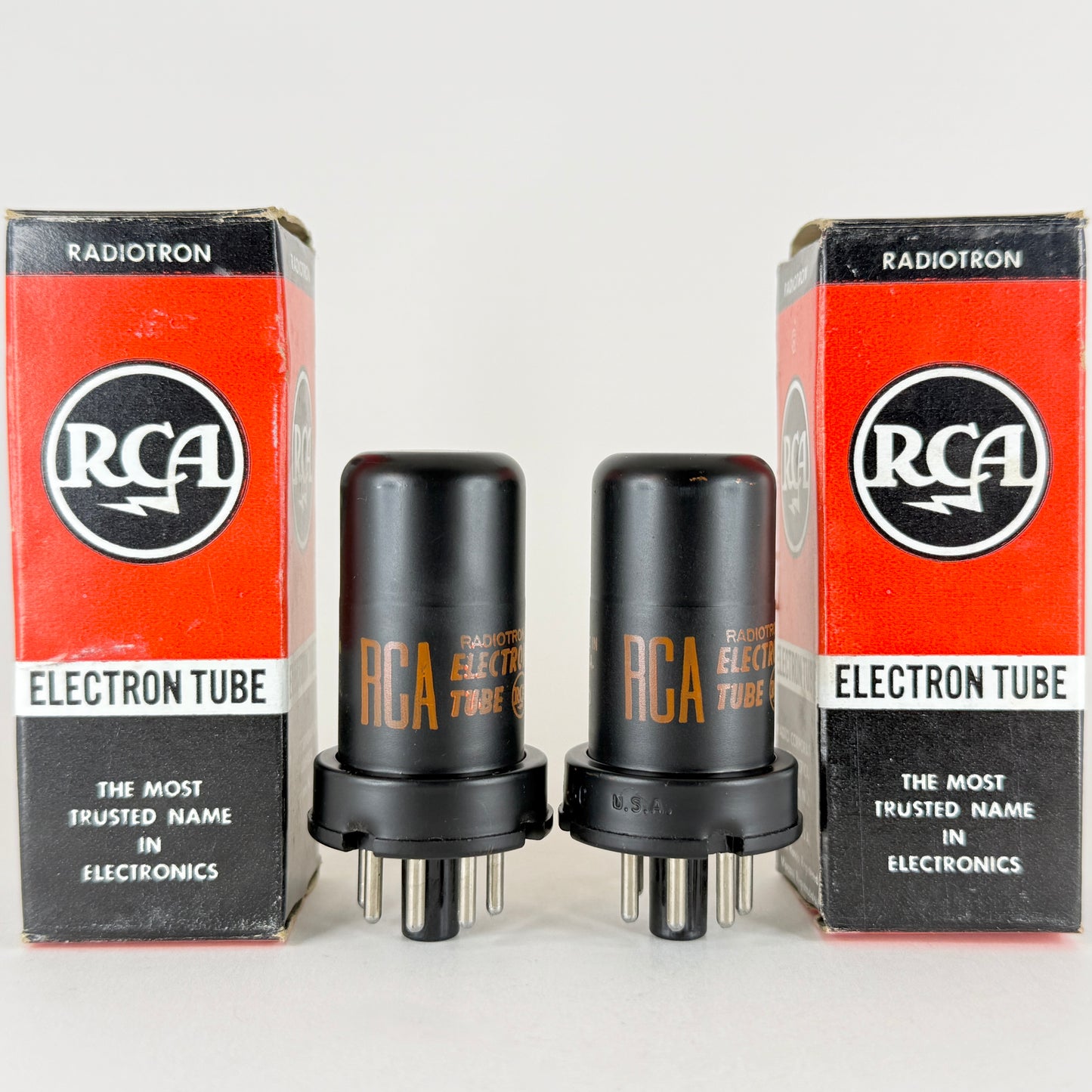 Tested Matched Pair RCA 6J5 Tubes with Boxes Date Codes BD Black Metal Triodes