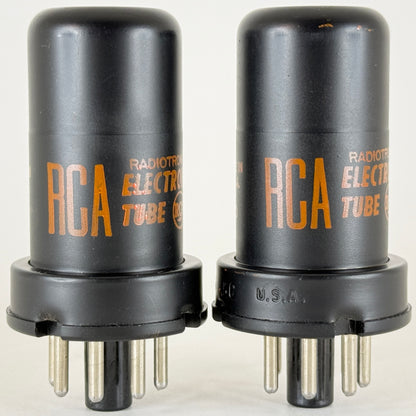 Tested Matched Pair RCA 6J5 Tubes with Boxes Date Codes BD Black Metal Triodes